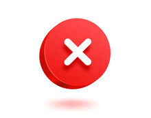 Red Button With White Cross.