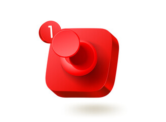 Poster - Red pin on button.