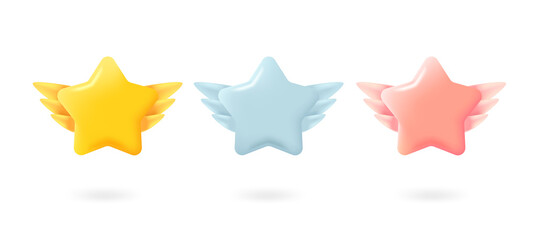 Poster - Gold, silver and bronze rating star labelsset. 