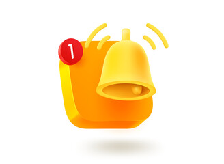 Poster - Golden bell. 3d mobile application icon