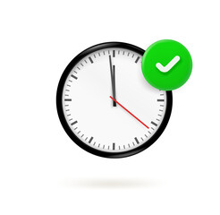 Poster - Classic clock icon with checkmark. 