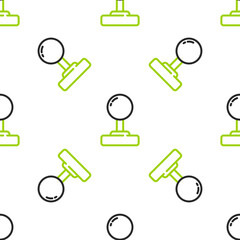 Poster - Line Joystick for arcade machine icon isolated seamless pattern on white background. Joystick gamepad. Vector