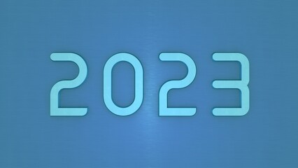 Poster - Blue 3d numbers 2023. Christmas or new year decoration.