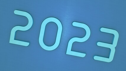 Poster - Blue 3d numbers 2023. Christmas or new year decoration.