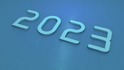 Poster - Blue 3d numbers 2023. Christmas or new year decoration.