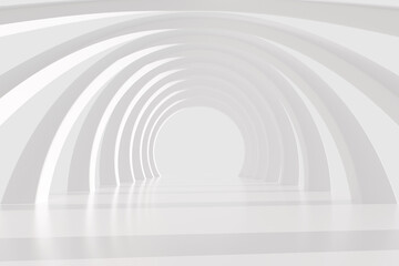 Poster - Illuminated Empty Open Space, Corridor or Room Interior, White Abstract Modern Architecture Background. 3d Rendering