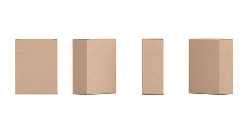 Aufkleber - Brown Cardboard Paper Package Box Mockup in Different View. 3d Rendering