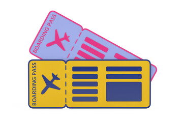 Aufkleber - Travel, Journey or Business Fly Concept. Cartoon Stylized Airline Boarding Pass Airplane Ticket Design. 3d Rendering