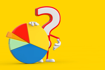 Aufkleber - Question Mark Sign Cartoon Character Person Mascot with Info Graphics Business Pie Chart. 3d Rendering