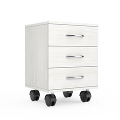 Poster - White Modern Room Bedside Table with Wheels. 3d Rendering