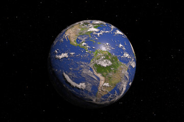 Poster - Blue Planet Earth Globe View from Space. Elements of this image furnished by NASA. 3d Rendering.