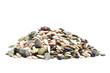 Mix of seeds isolated on a white transparent background, pumkin and sunflower seeds, pine nuts on a pile, healthy food