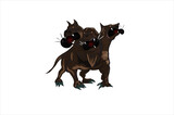 Fototapeta Psy - Cerberus hellhound Mythological three-headed dog the guard of the entrance to hell. Hound of Hades. Isolated tattoo style vector illustration