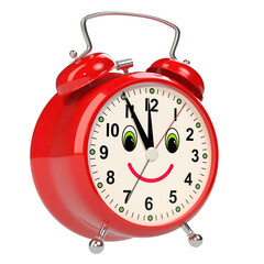 Wall Mural - Funny alarm clock on white background. 3D rendering