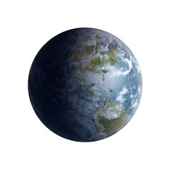 Wall Mural - Planet Earth from space with North and South American continents in half daylight, for scientific and space business backgrounds. 