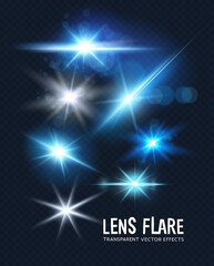 Wall Mural - futuristic set of transparent light lens flare effects! vector illustration