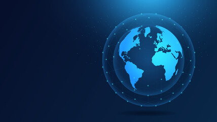 Poster - global network data. metaphor of information on internet, modern technologies and globalization. sci