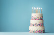 canvas print picture - Birthday Cake With Three Tiers And Colorful Sprinkles