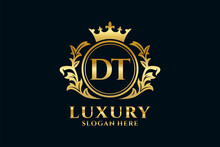 Initial DT Letter Royal Luxury Logo Template In Vector Art For Luxurious Branding Projects And Other Vector Illustration.