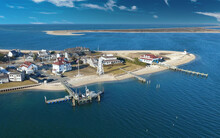 Brant Point Lighthouse And Nantucket Harbor Aerial.