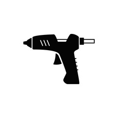 Poster - glue gun icon in black flat glyph, filled style isolated on white background