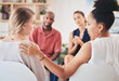 © Azeemud-Deen Jacobs/peopleimages.com - Psychology, mental health and support group with a woman in counseling for help with depression and anxiety with a psychologist she can trust. Communication, community or counselor with a sad patient