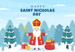 Saint Nicholas Day or Sinterklaas Celebration Template Hand Drawn Cartoon Flat Illustration with Gift Box and Winter Background Design