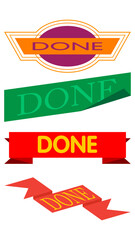 Fototapete - Set of ribbon with Done text. Banner template. Label sticker. Sign.