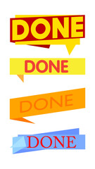 Fototapete - Set of ribbon with Done text. Banner template. Label sticker. Sign.