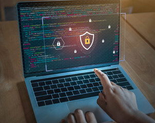 cyber security protectors concept, digital crime by an anonymous hacker, big online data protection 