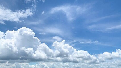 Wall Mural - Big white fluffy clouds and bright blue sky on summer season