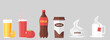 Collection set of drink obejcts juice soft drink coffee tea