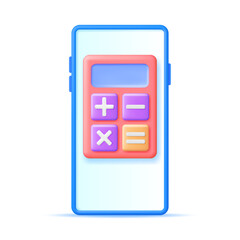 Aufkleber - 3d calculator app on smartphone screen isolated. mobile phone with calculator application on touchsc