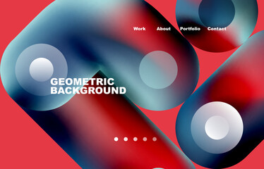 Website landing page abstract geometric background. Circles and round shapes. Web page for website or mobile app wallpaper
