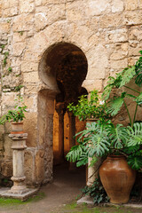  baños árabes, - Banys Àrabs - portal con arco de herradura , siglo X, Palma, Mallorca, islas baleares, españa, europa