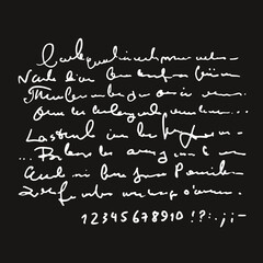 Aufkleber - Handwritten abstract text illustration, vector monochrome script background