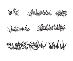 Wall Mural - Grass doodle outline collection. hand drawn style