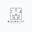 © mr.bagaskara - Minimalist line art scandinavian dining room logo vector illustration design. Simple modern furniture store logo concept.