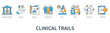 Clinical trails concept with icons in minimal flat line style