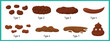Bristol stool set with different types of poo. Human feces collection from constipation to diarrhea. Vector illustration