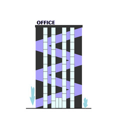 Sticker - Business building facade. Office building exterior. Vector illustration in a flat style