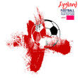 Football or soccer abstract background, Soccer ball on England flag background from paint brushes. Vector illustration,