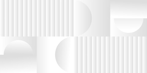 Fototapete - Abstract white and gray gradient background. Modern minimalistic design. Vector illustration with simple shapes like circle, square, rectangle. Monochrome light 3d futuristic design