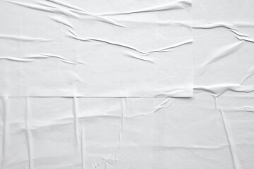 white crumpled and creased paper poster texture background