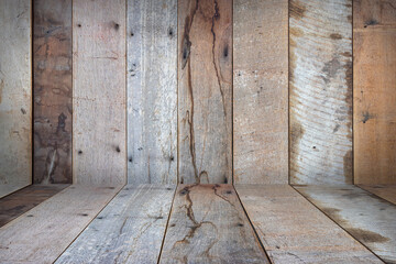 empty wooden planks wall perspective floor room interior background