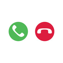 Answer And Decline Phone Call Buttons. Green Yes-no Buttons With Handset Silhouettes Icon. Phone Call Icons. Vector Illustration.