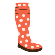 Red Boot In Doodle Style Isolated Vector