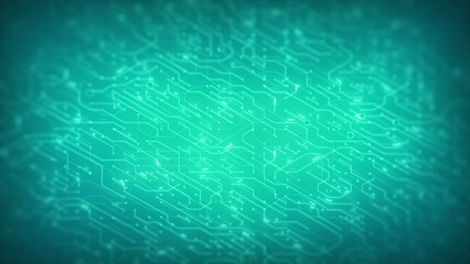 Poster - Hitech Computer Chipset Background Loop/ 4k animation of an abstract technology background with electronics chipset circuit, including resistors, transistors and clusters seamless looping with depth o