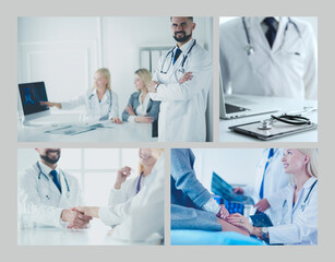 Wall Mural - Doctor shaking hands with a male patient in the office