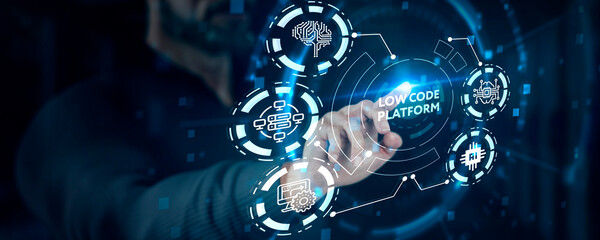 Low Code software development platform technology concept.